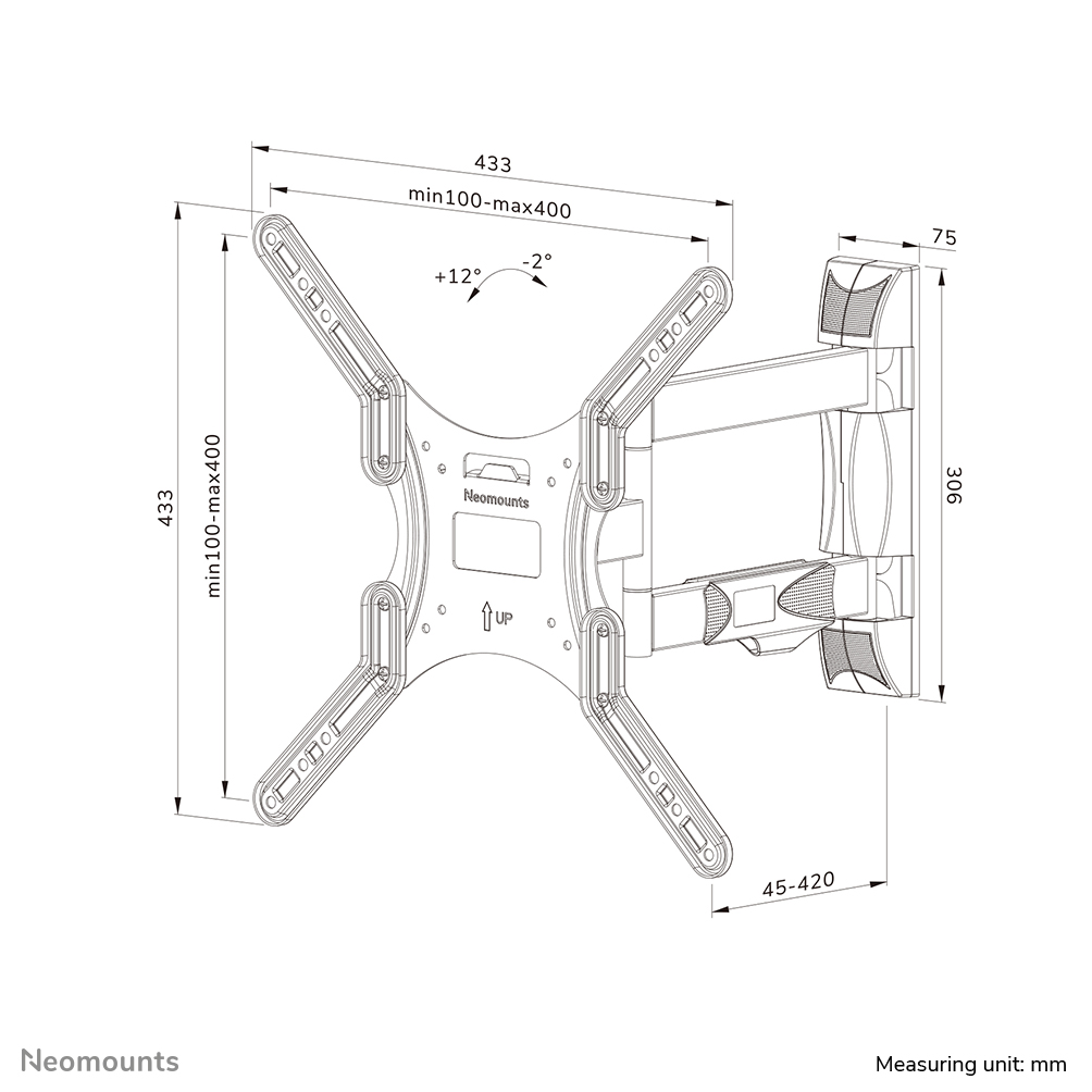 Neomounts WL40-550BL14 TV-Wandhalterung 32-55" - volle Bewegung - einfache Installation